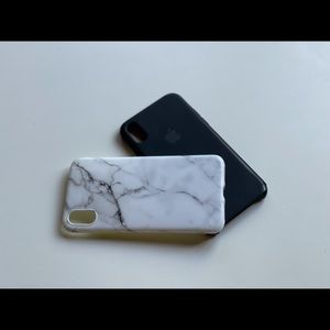 White Marble & Black iPhone X Phone Cases